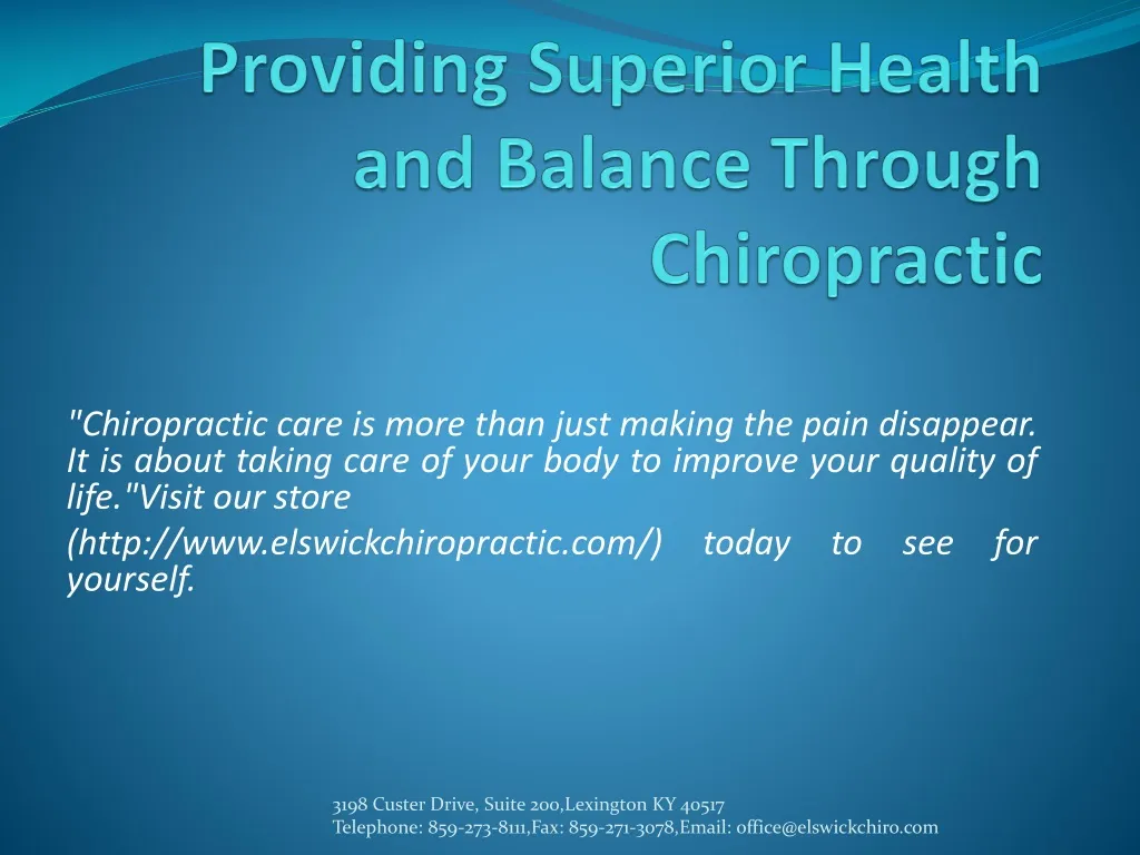providing superior health and balance through chiropractic
