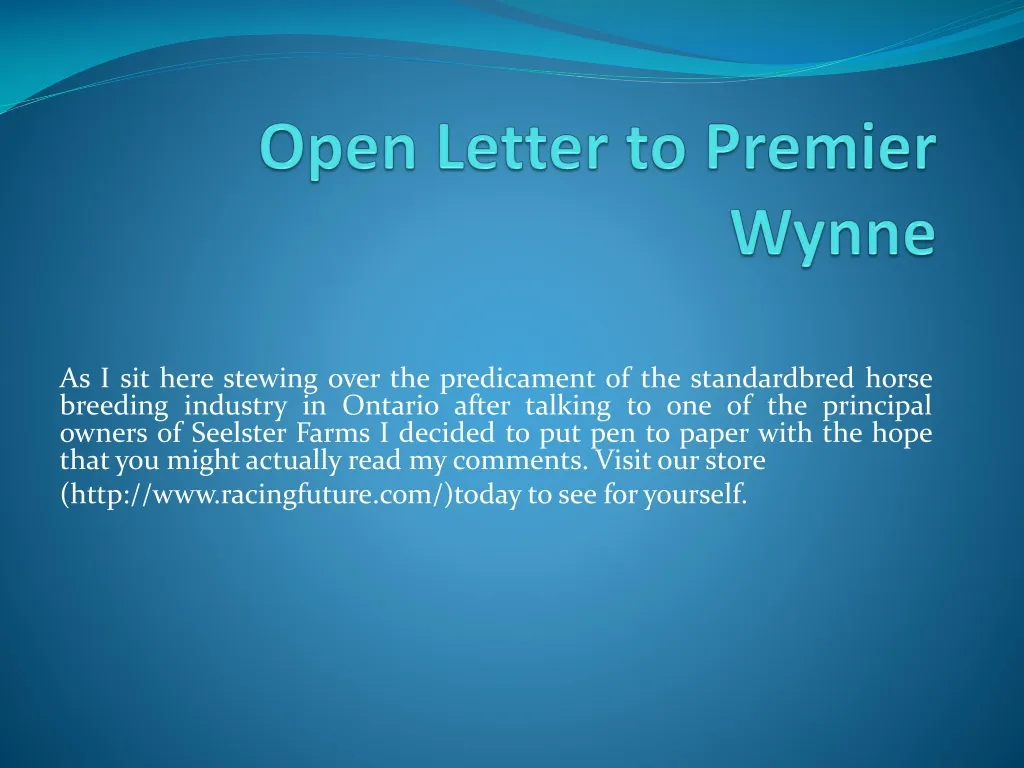 open letter to premier wynne
