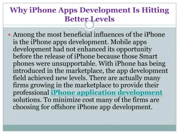 Why iPhone Apps Development Is Hitting Better Levels