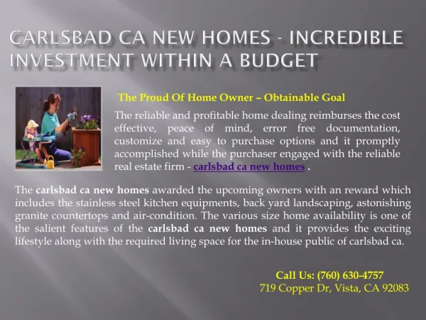 Carlsbad Ca New Homes - Incredible Investment Within A Budget