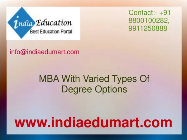 MBA With Varied Types Of Degree Options