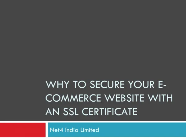Why to secure your ecommerce website with an SSL certificate