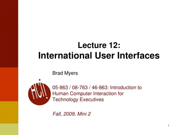 Lecture 12: International User Interfaces