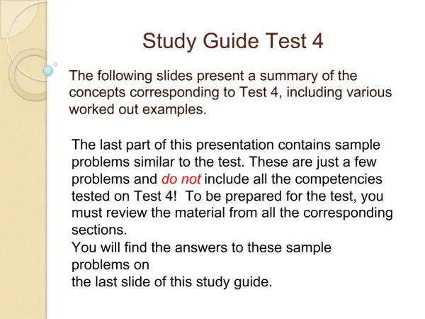 Study Guide Test 4
