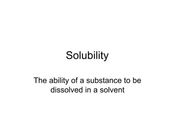 Solubility