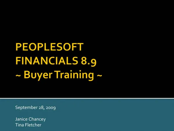PEOPLESOFT FINANCIALS 8.9 Buyer Training