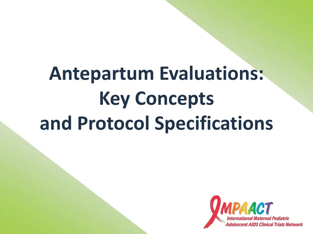 antepartum evaluations key concepts and protocol specifications