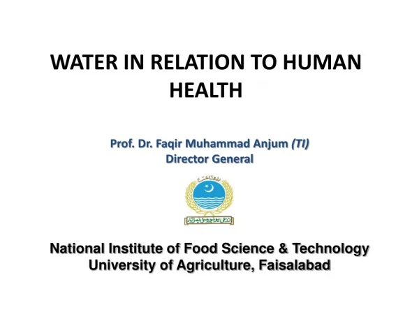 WATER IN RELATION TO HUMAN HEALTH