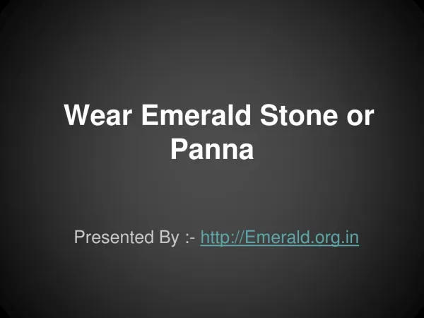 How to wear Emerald Panna Gemstone