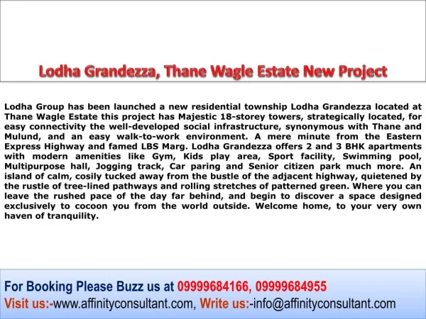 Lodha Grandezza, Thane New Project 09999684955