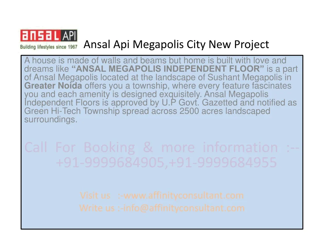 ansal api megapolis city new project