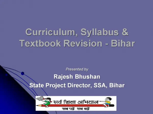 Curriculum, Syllabus Textbook Revision - Bihar