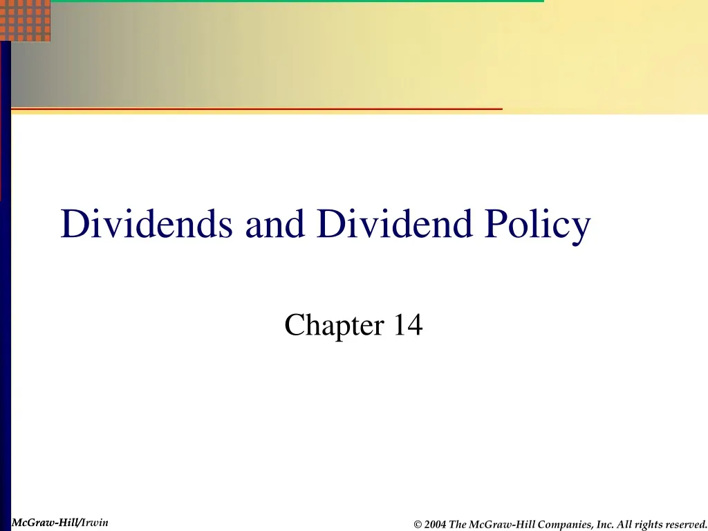 dividends and dividend policy