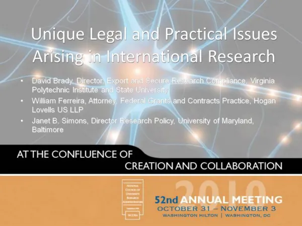 Unique Legal and Practical Issues Arising in International Research