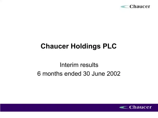 Chaucer Holdings PLC