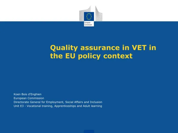 Quality assurance in VET in the EU policy context