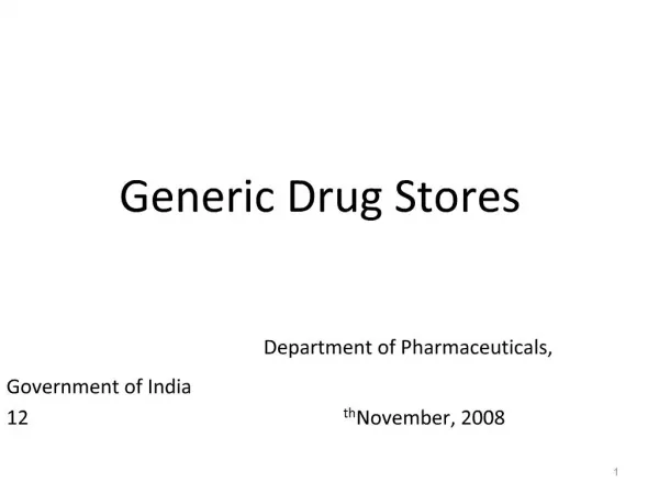Generic Drug Stores Department of Pharmaceuticals,