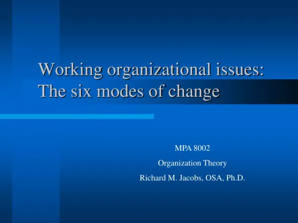 Working organizational issues: The six modes of change