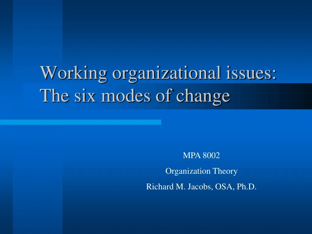 working organizational issues the six modes of change