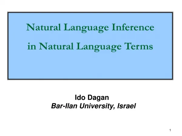 Ido Dagan	 Bar- Ilan University, Israel