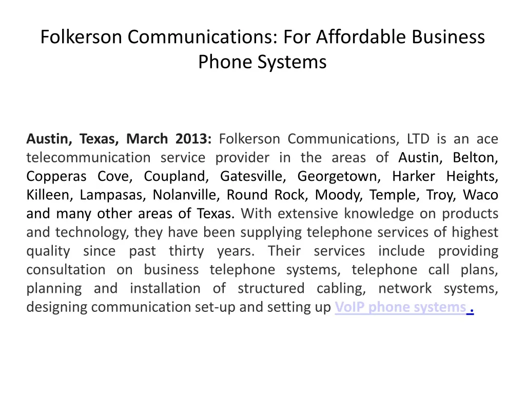 folkerson communications for affordable business phone systems