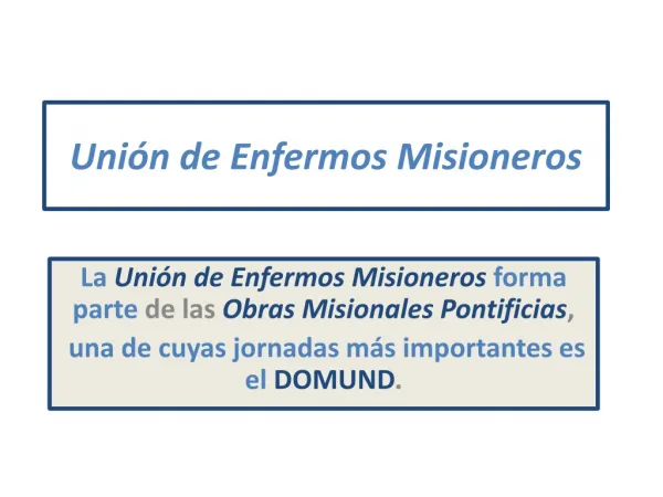 Unión de enfermos misioneros