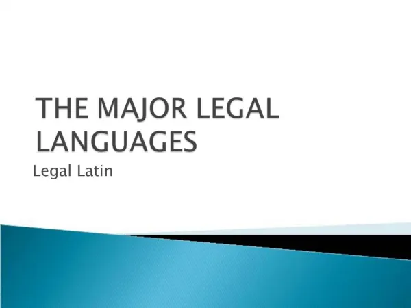 THE MAJOR LEGAL LANGUAGES