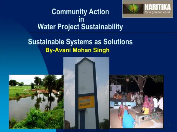 Community Action in Water Project Sustainability Sustainable Systems as Solutions