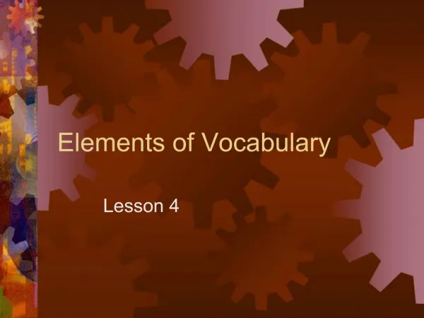 Elements of Vocabulary