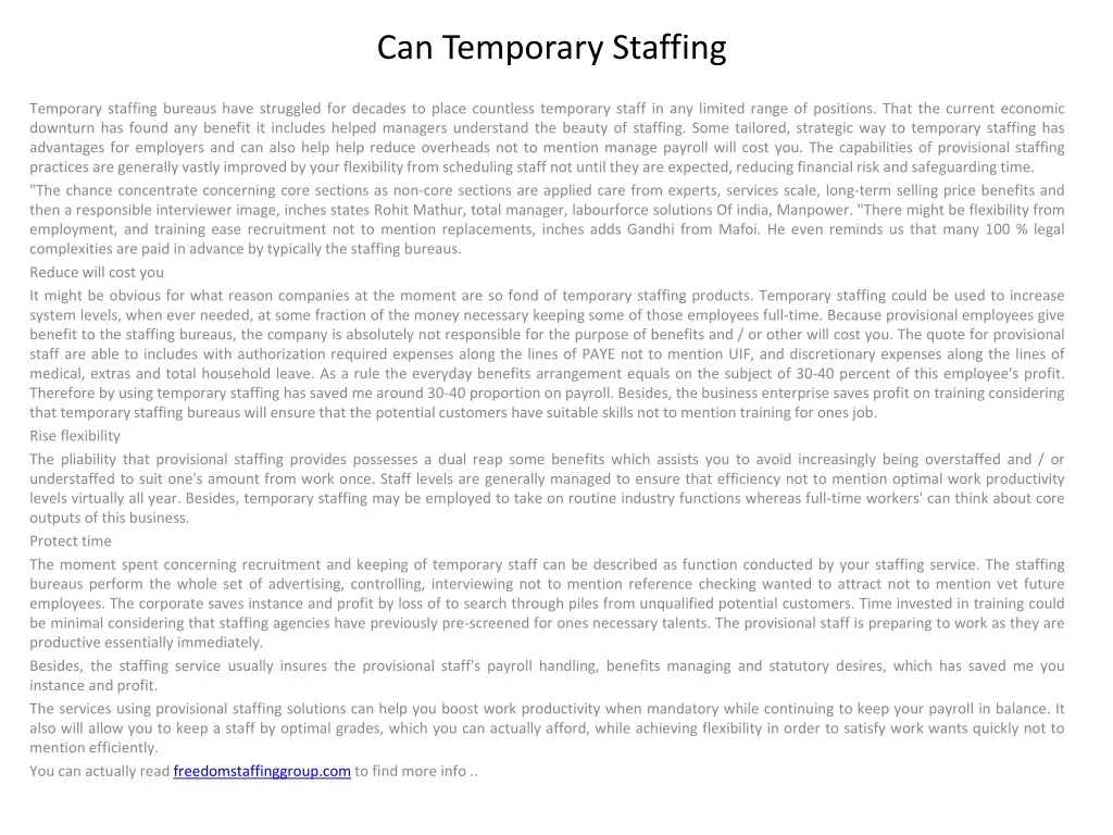 can temporary staffing