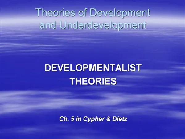 Theories of Development and Underdevelopment