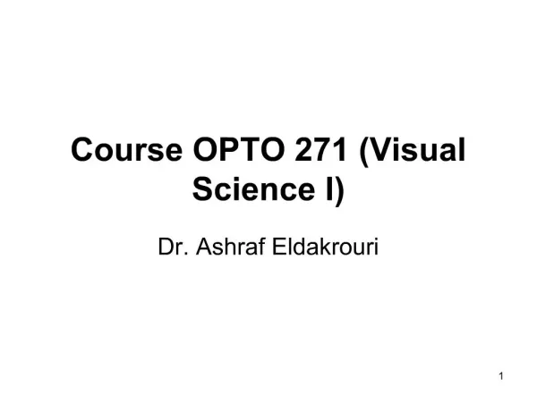 Course OPTO 271 Visual Science I