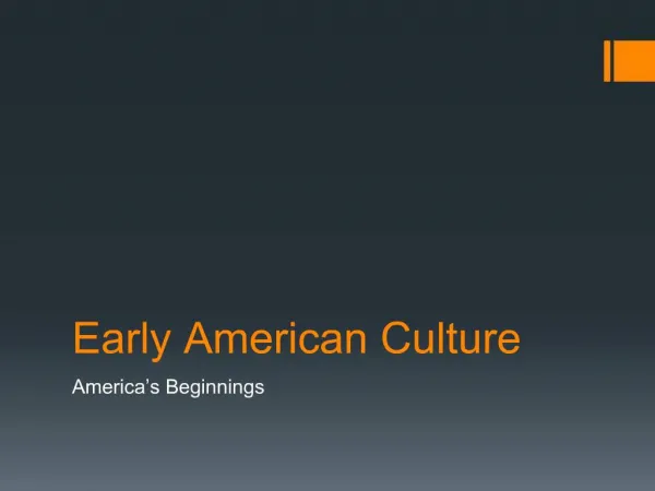 Early American Culture