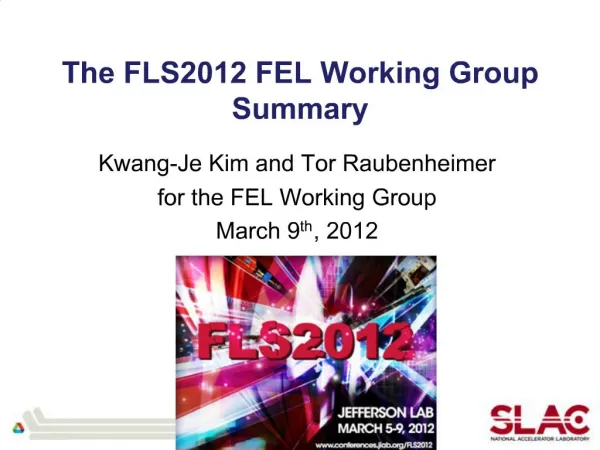 The FLS2012 FEL Working Group Summary