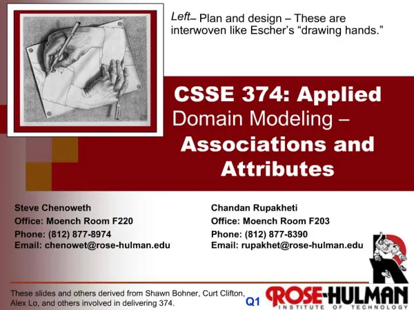 CSSE 374: Applied Domain Modeling Associations and Attributes