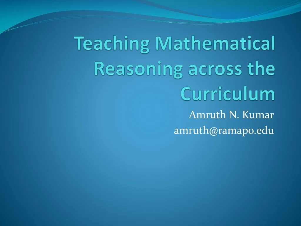 teaching mathematical reasoning across the curriculum