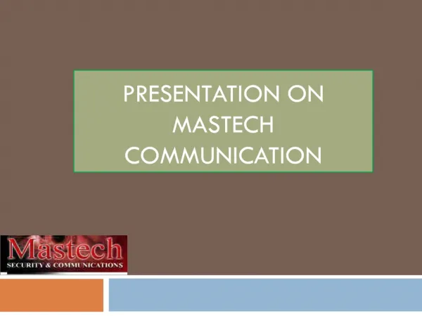 Mastech Security And Communication- Offering Best Security S