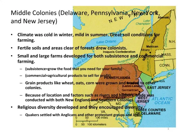 Middle Colonies Delaware, Pennsylvania, New York, and New Jersey