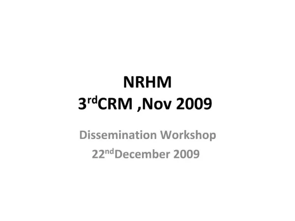 NRHM 3rd CRM ,Nov 2009