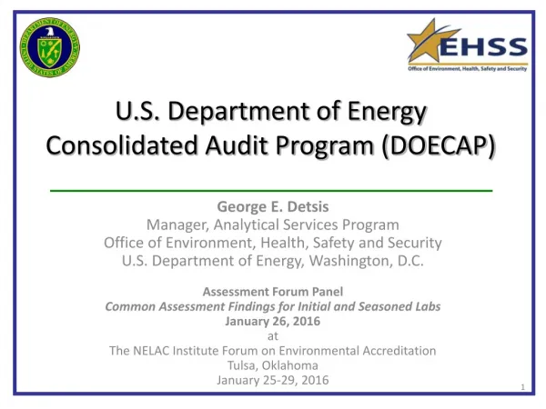 U.S. Department of Energy Consolidated Audit Program (DOECAP)