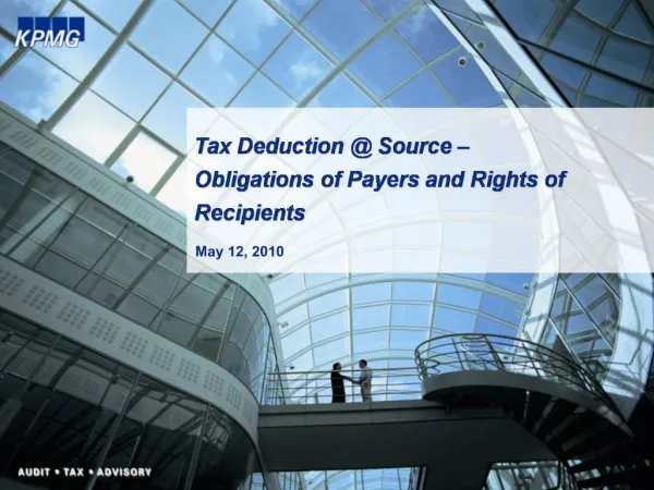 Tax Deduction Source Obligations of Payers and Rights of Recipients