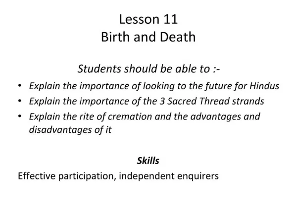 Lesson 11 Birth and Death