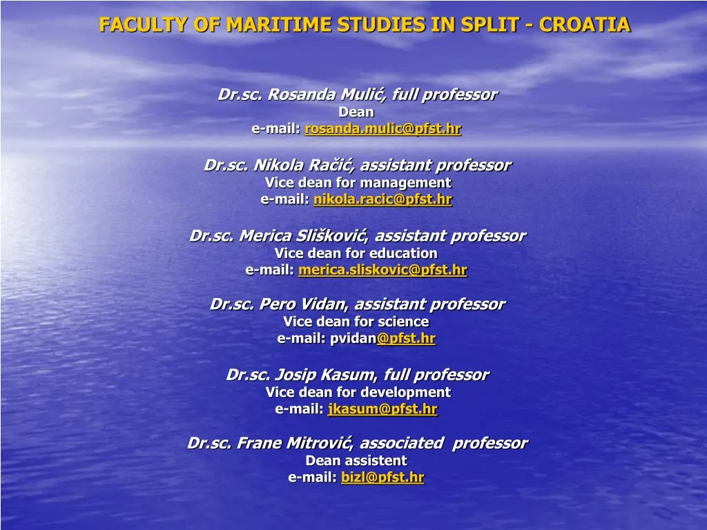 faculty of maritime studies in split croatia