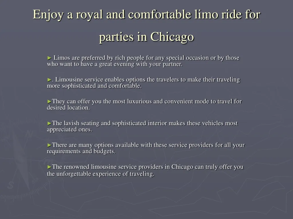 enjoy a royal and comfortable limo ride for parties in chicago