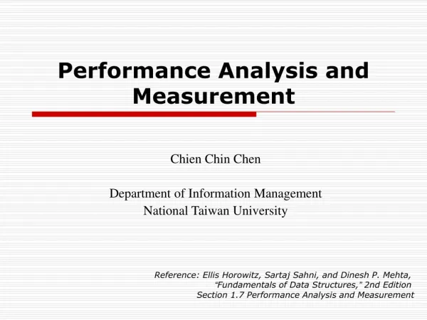 Performance Analysis and Measurement
