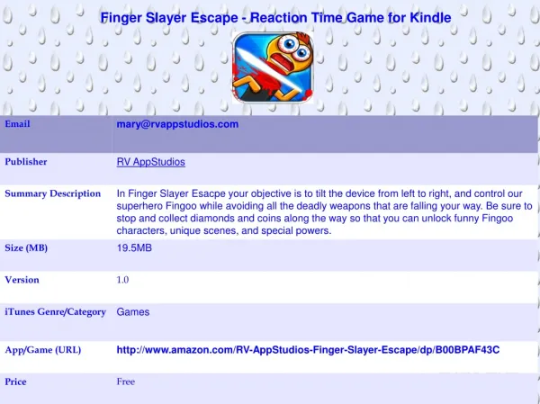 Finger Slayer Escape - Reaction Time Game for Kindle