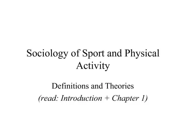 Sociology of Sport and Physical Activity