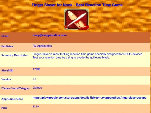 Finger Slayer for Nook - Best Reaction Time Game