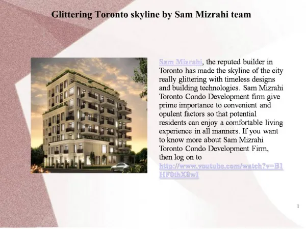Glittering Toronto skyline by Sam Mizrahi team