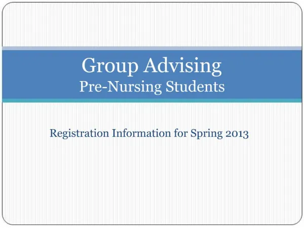 Group Advising Pre-Nursing Students